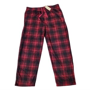 DG Hill Mens Fleece Red Plaid Pajama Lounge Pants (M)